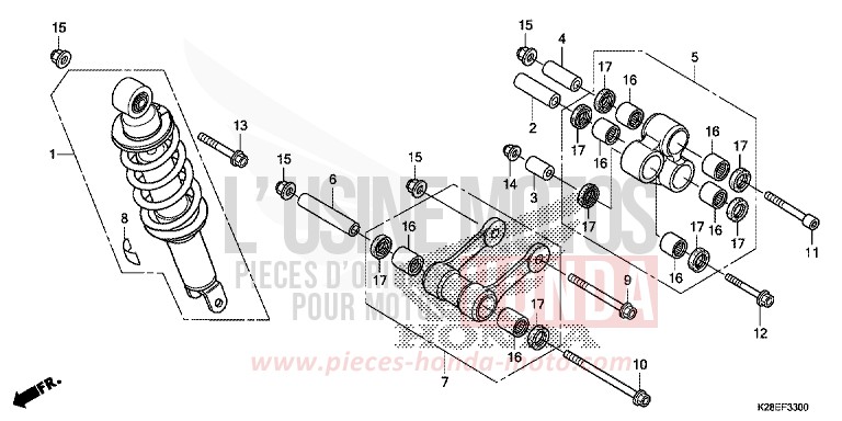 COUSSIN ARRIERE de CRF125F "Petites Roues" EXTREME RED (R292) 2023
